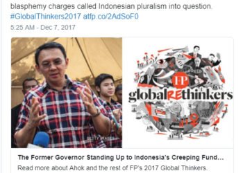 Jejak Karir Ahok Hingga Masuk Daftar “100 Global Thinkers” 2017